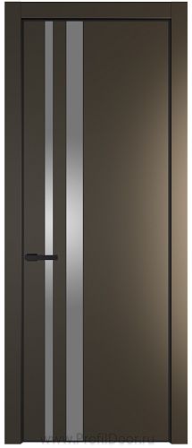 Дверь Profil Doors 20PE цвет Перламутр бронза кромка Черный матовый RAL9005 стекло Lacobel Серебро Матлак