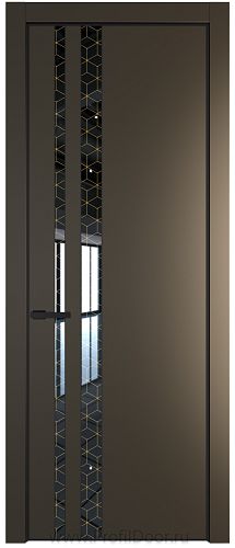 Дверь Profil Doors 20PE цвет Перламутр бронза кромка Черный матовый RAL9005 стекло Лоран узор золото