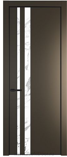 Дверь Profil Doors 20PE цвет Перламутр бронза кромка Черный матовый RAL9005 стекло Нефи белый узор серебро