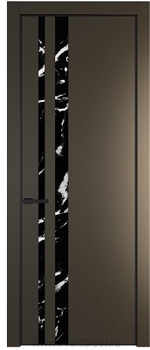 Дверь Profil Doors 20PE цвет Перламутр бронза кромка Черный матовый RAL9005 стекло Нефи черный узор серебро