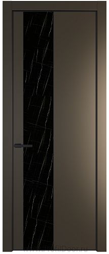Дверь Profil Doors 20PE цвет Перламутр бронза кромка Черный матовый RAL9005 стекло Неро мрамор