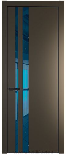 Дверь Profil Doors 20PE цвет Перламутр бронза кромка Черный матовый RAL9005 стекло Зеркало Blue