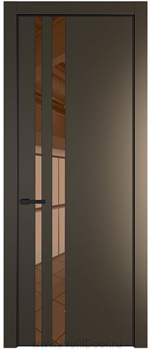Дверь Profil Doors 20PE цвет Перламутр бронза кромка Черный матовый RAL9005 стекло Зеркало Bronza