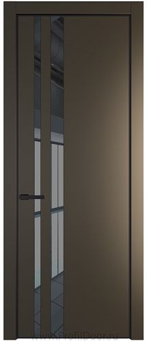 Дверь Profil Doors 20PE цвет Перламутр бронза кромка Черный матовый RAL9005 стекло Зеркало Grey