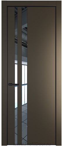 Дверь Profil Doors 20PE цвет Перламутр бронза кромка Черный матовый RAL9005 стекло Зеркало