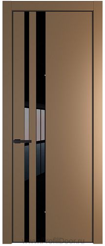 Дверь Profil Doors 20PE цвет Перламутр золото кромка Черный матовый RAL9005 стекло Lacobel Черный лак