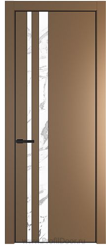 Дверь Profil Doors 20PE цвет Перламутр золото кромка Черный матовый RAL9005 стекло Нефи белый узор серебро