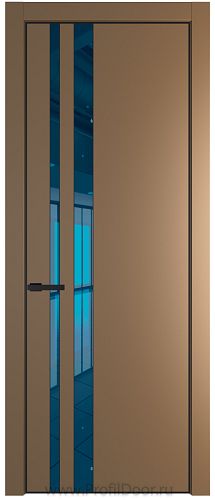 Дверь Profil Doors 20PE цвет Перламутр золото кромка Черный матовый RAL9005 стекло Зеркало Blue