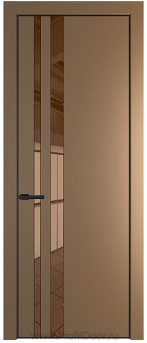 Дверь Profil Doors 20PE цвет Перламутр золото кромка Черный матовый RAL9005 стекло Зеркало Bronza