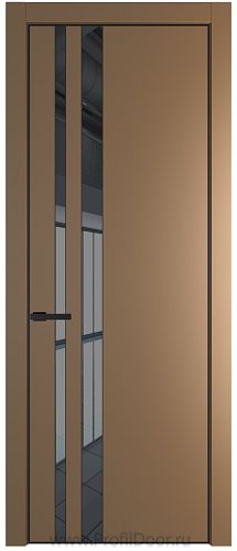 Дверь Profil Doors 20PE цвет Перламутр золото кромка Черный матовый RAL9005 стекло Зеркало Grey