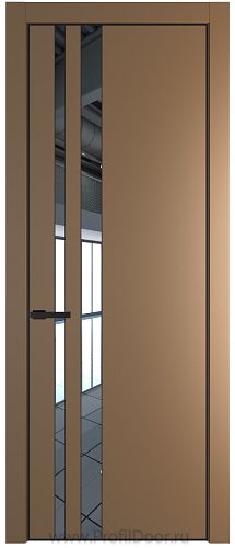 Дверь Profil Doors 20PE цвет Перламутр золото кромка Черный матовый RAL9005 стекло Зеркало