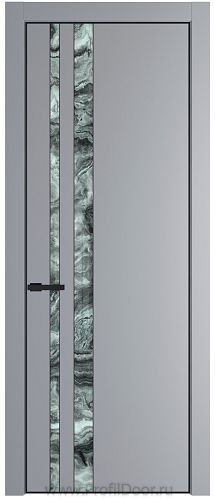 Дверь Profil Doors 20PE цвет Смоки (RAL 870-02) кромка Черный матовый RAL9005 стекло Атриум серебро