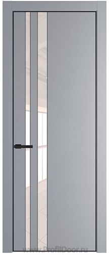 Дверь Profil Doors 20PE цвет Смоки (RAL 870-02) кромка Черный матовый RAL9005 стекло Lacobel Перламутровый лак