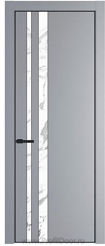 Дверь Profil Doors 20PE цвет Смоки (RAL 870-02) кромка Черный матовый RAL9005 стекло Нефи белый узор серебро