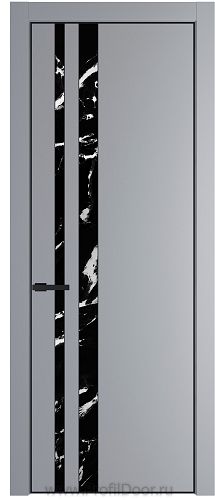 Дверь Profil Doors 20PE цвет Смоки (RAL 870-02) кромка Черный матовый RAL9005 стекло Нефи черный узор серебро