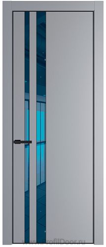 Дверь Profil Doors 20PE цвет Смоки (RAL 870-02) кромка Черный матовый RAL9005 стекло Зеркало Blue