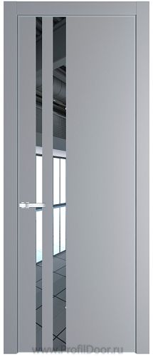 Дверь Profil Doors 20PE цвет Смоки (RAL 870-02) кромка Серебро стекло Зеркало