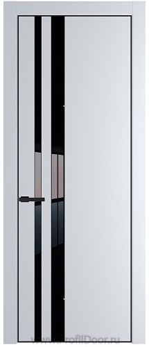 Дверь Profil Doors 20PE цвет Вайт (RAL 110 96 02) кромка Черный матовый RAL9005 стекло Lacobel Черный лак