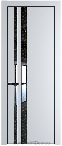 Дверь Profil Doors 20PE цвет Вайт (RAL 110 96 02) кромка Черный матовый RAL9005 стекло Лоран узор золото