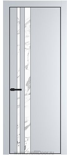 Дверь Profil Doors 20PE цвет Вайт (RAL 110 96 02) кромка Черный матовый RAL9005 стекло Нефи белый узор серебро