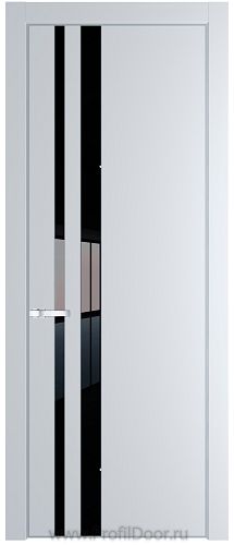 Дверь Profil Doors 20PE цвет Вайт (RAL 110 96 02) кромка Серебро стекло Lacobel Черный лак