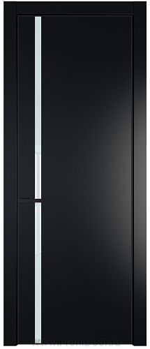 Дверь Profil Doors 21PE цвет Блэк кромка Черный матовый RAL9005 стекло Lacobel Белый лак