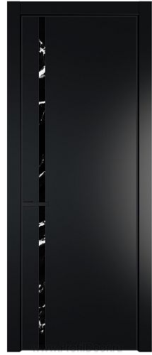 Дверь Profil Doors 21PE цвет Блэк кромка Черный матовый RAL9005 стекло Нефи черный узор серебро
