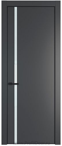 Дверь Profil Doors 21PE цвет Графит (Pantone 425С) кромка Черный матовый RAL9005 стекло Lacobel Белый лак