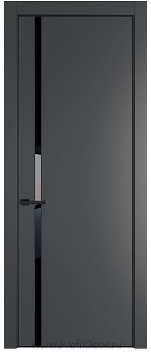 Дверь Profil Doors 21PE цвет Графит (Pantone 425С) кромка Черный матовый RAL9005 стекло Lacobel Черный лак