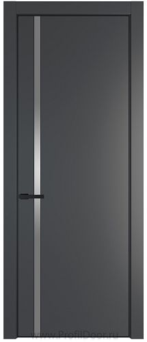 Дверь Profil Doors 21PE цвет Графит (Pantone 425С) кромка Черный матовый RAL9005 стекло Lacobel Серебро Матлак