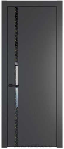 Дверь Profil Doors 21PE цвет Графит (Pantone 425С) кромка Черный матовый RAL9005 стекло Лоран узор золото
