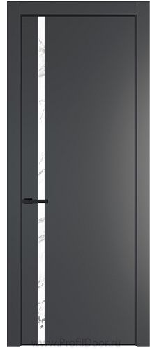 Дверь Profil Doors 21PE цвет Графит (Pantone 425С) кромка Черный матовый RAL9005 стекло Нефи белый узор серебро