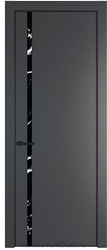 Дверь Profil Doors 21PE цвет Графит (Pantone 425С) кромка Черный матовый RAL9005 стекло Нефи черный узор серебро