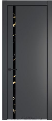 Дверь Profil Doors 21PE цвет Графит (Pantone 425С) кромка Черный матовый RAL9005 стекло Нефи черный узор золото