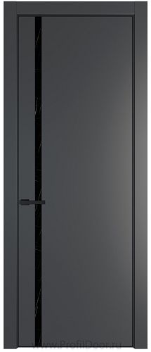 Дверь Profil Doors 21PE цвет Графит (Pantone 425С) кромка Черный матовый RAL9005 стекло Неро мрамор