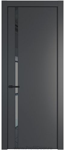 Дверь Profil Doors 21PE цвет Графит (Pantone 425С) кромка Черный матовый RAL9005 стекло Зеркало Grey