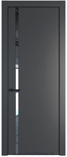 Дверь Profil Doors 21PE цвет Графит (Pantone 425С) кромка Черный матовый RAL9005 стекло Зеркало