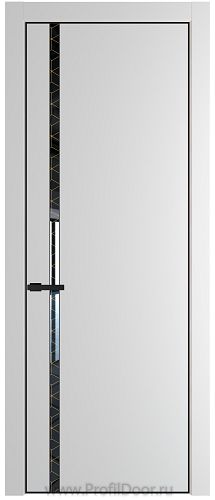Дверь Profil Doors 21PE цвет Крем Вайт (RAL 120-02) кромка Черный матовый RAL9005 стекло Лоран узор золото