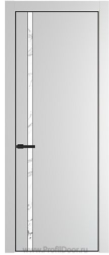 Дверь Profil Doors 21PE цвет Крем Вайт (RAL 120-02) кромка Черный матовый RAL9005 стекло Нефи белый узор серебро