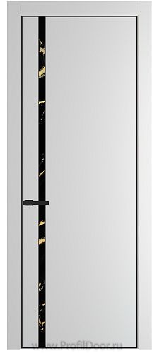 Дверь Profil Doors 21PE цвет Крем Вайт (RAL 120-02) кромка Черный матовый RAL9005 стекло Нефи черный узор золото