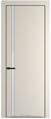 Дверь Profil Doors 21PE цвет Кремовая Магнолия (RAL 120-04) кромка Черный матовый RAL9005 стекло Lacobel Белый лак