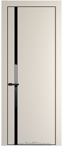 Дверь Profil Doors 21PE цвет Кремовая Магнолия (RAL 120-04) кромка Черный матовый RAL9005 стекло Lacobel Черный лак