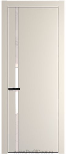 Дверь Profil Doors 21PE цвет Кремовая Магнолия (RAL 120-04) кромка Черный матовый RAL9005 стекло Lacobel Перламутровый лак