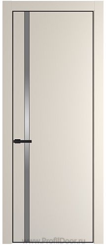 Дверь Profil Doors 21PE цвет Кремовая Магнолия (RAL 120-04) кромка Черный матовый RAL9005 стекло Lacobel Серебро Матлак