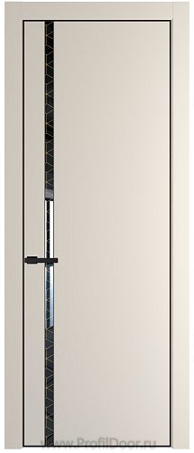 Дверь Profil Doors 21PE цвет Кремовая Магнолия (RAL 120-04) кромка Черный матовый RAL9005 стекло Лоран узор золото