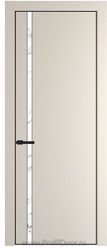 Дверь Profil Doors 21PE цвет Кремовая Магнолия (RAL 120-04) кромка Черный матовый RAL9005 стекло Нефи белый узор серебро