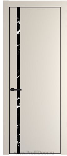 Дверь Profil Doors 21PE цвет Кремовая Магнолия (RAL 120-04) кромка Черный матовый RAL9005 стекло Нефи черный узор серебро