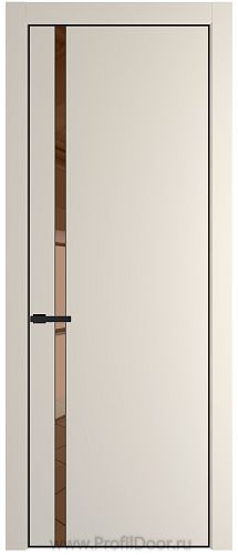 Дверь Profil Doors 21PE цвет Кремовая Магнолия (RAL 120-04) кромка Черный матовый RAL9005 стекло Зеркало Bronza