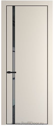 Дверь Profil Doors 21PE цвет Кремовая Магнолия (RAL 120-04) кромка Черный матовый RAL9005 стекло Зеркало Grey