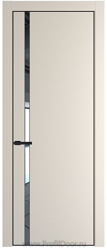 Дверь Profil Doors 21PE цвет Кремовая Магнолия (RAL 120-04) кромка Черный матовый RAL9005 стекло Зеркало